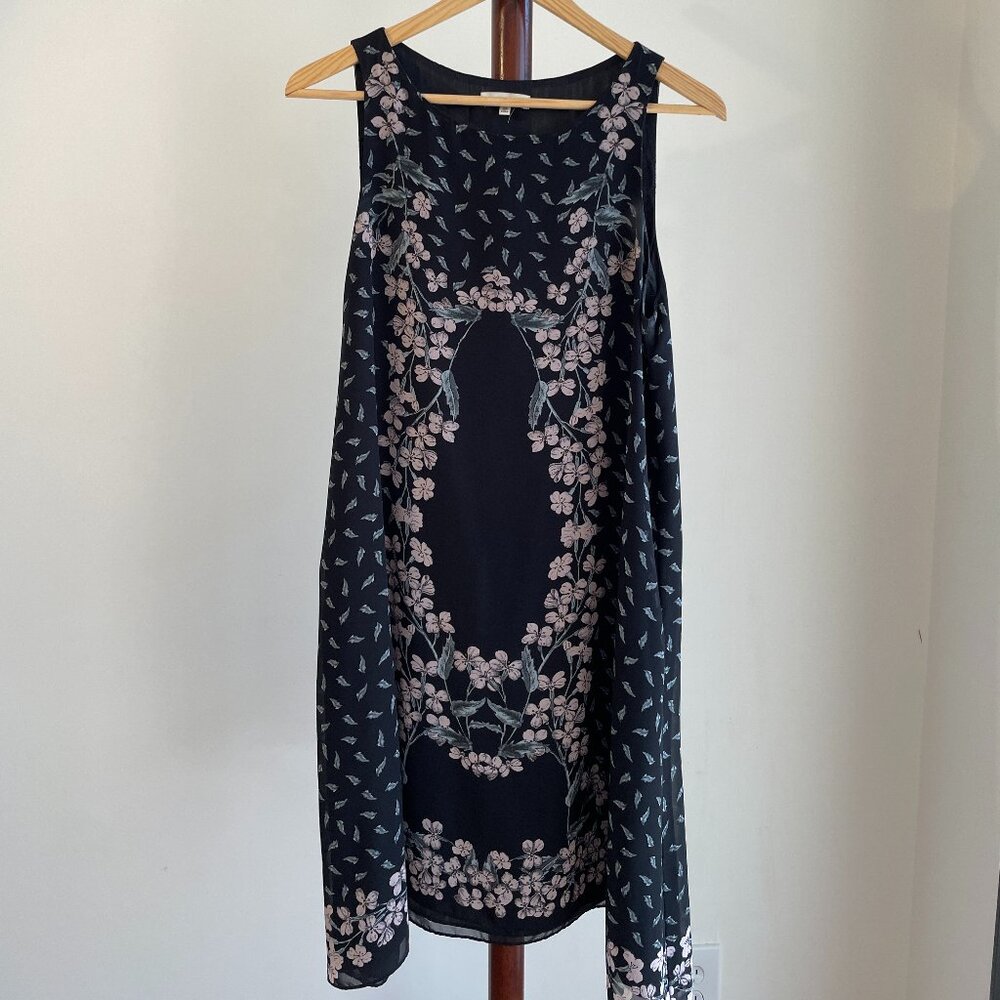 Max Studio Sleeveles Black Floral Print Dress
